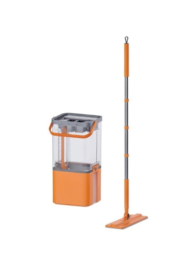 Smart anti-break cleaning bucket with flat mop and hands-free wringing system – orange - Image 5